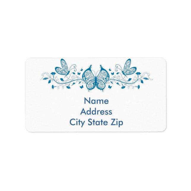 Blå smörgåsar och blommor adressetikett (Framsidan)