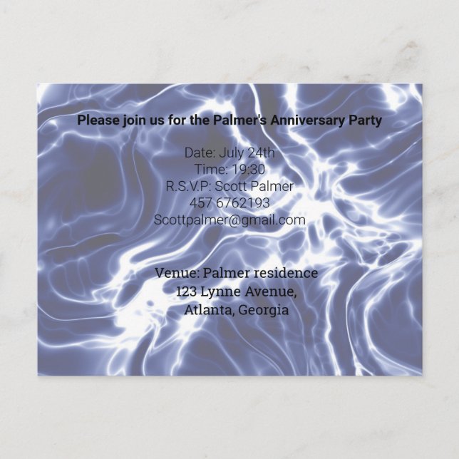 Blå snabbt mönster inbjudan vykort (Framsida)