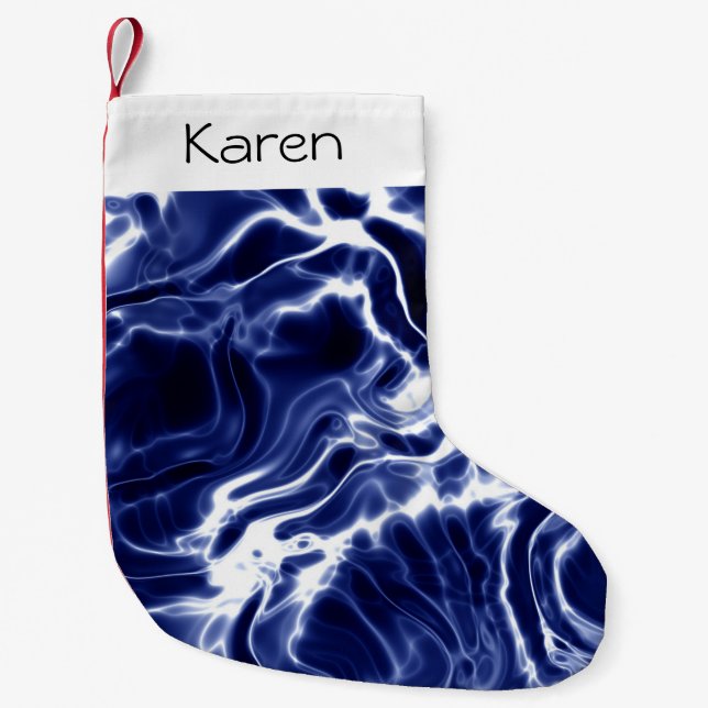 Blå, snabbt mönster, små julklump liten julstrumpa (Framsidan)