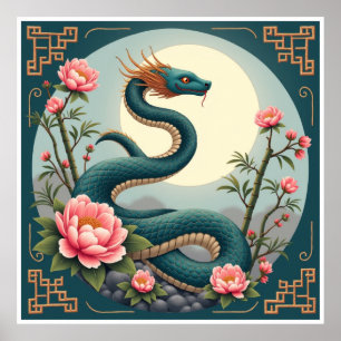 Blå Snake lotus Poster