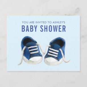 Blå sneakers Baby Shower Inbjudningskort