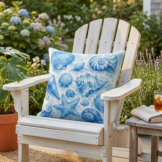 Blå snigelskal. Marin. Kuddcover Kudde (Skapare uppladdad)