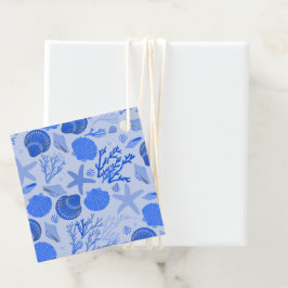 Blå Snigelskalor Strand Färgglad Söt Anpassad Gåvor Etiketter