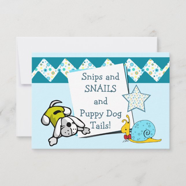 Blå snips och Snigel Födelsedagsfest Inbjudningar (Framsida)