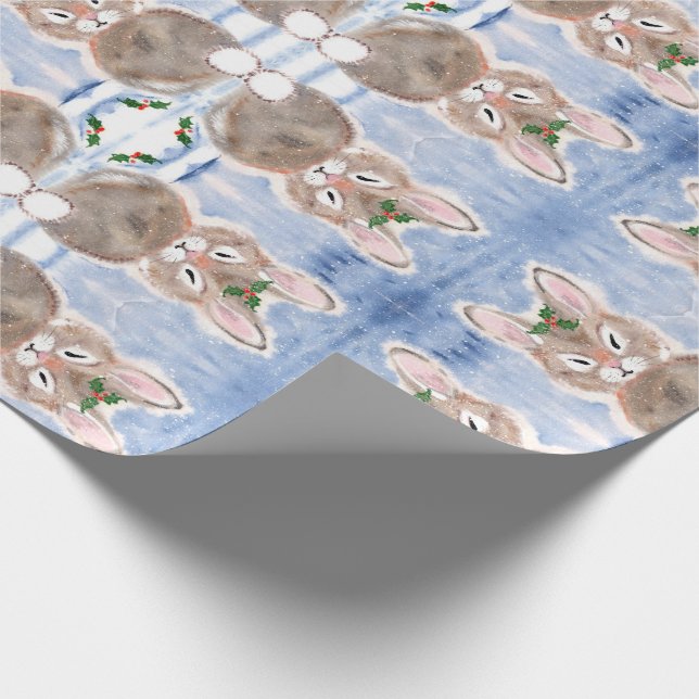 Blå Snö Bunny Rabbit-julklapp Presentpapper (Hörn)