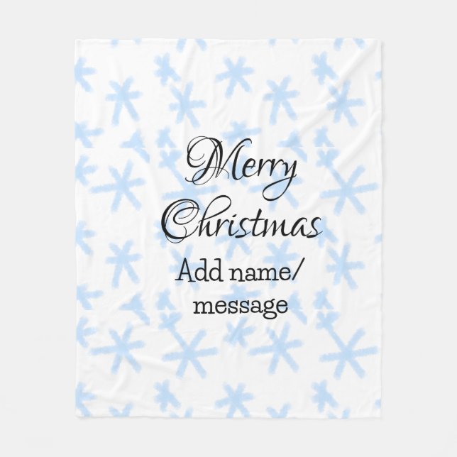 Blå snö flingor jul mönster snö mönster fleecefilt (Framsidan)