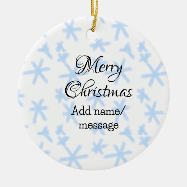 Blå snö flingor jul mönster snö mönster julgransprydnad keramik (Framsidan)