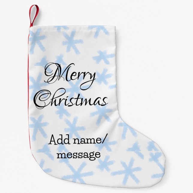 Blå snö flingor jul mönster snö mönster liten julstrumpa (Framsidan)