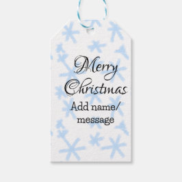 Blå snö flingor jul mönster snö mönster presentetikett