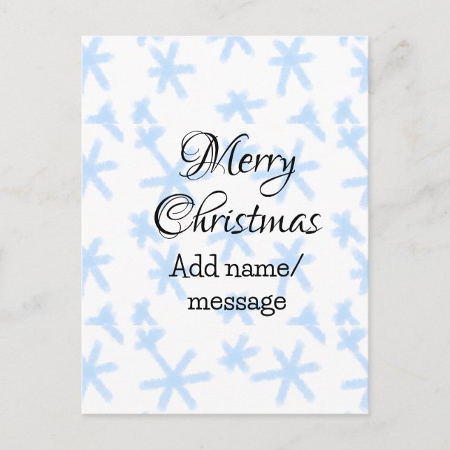 Blå snö flingor jul mönster snö mönster vykort (Framsida)