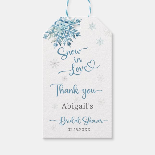 BLÅ SNÖ I KÄRLEK BRUDKVÄLL PRESENTETIKETT (Framsidan)