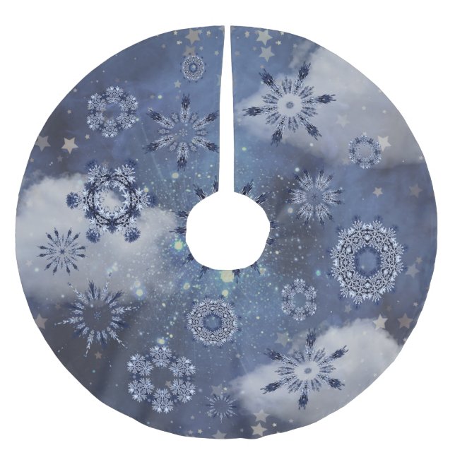 Blå Snö Julgransmatta Borstad Polyester (Framsidan)