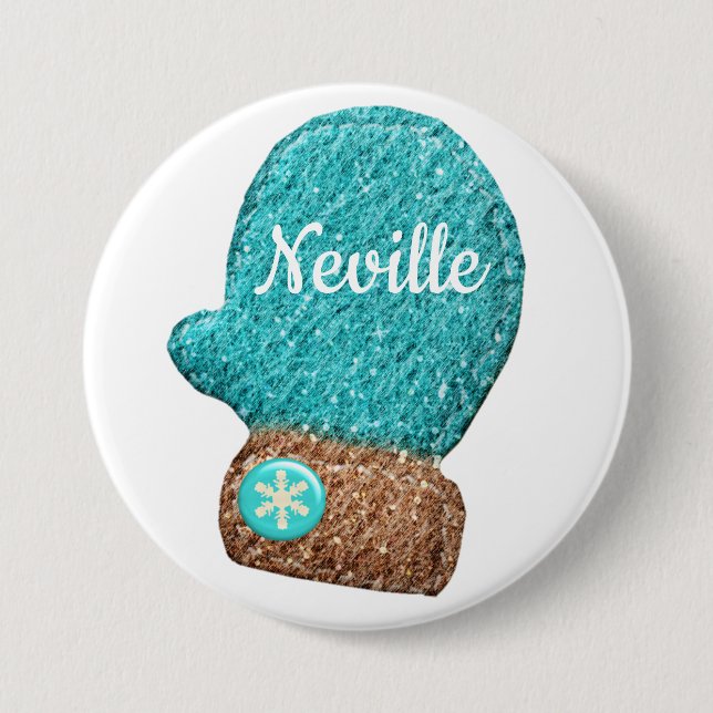 Blå snöblåvit från vinterullsöt snöflinga knapp (Framsida)