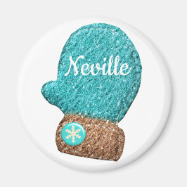 Blå snöblåvit från vinterullsöt snöflinga magnet