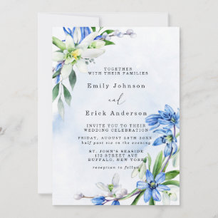 Blå snödrops Scilla vårblommor bröllop Inbjudningar
