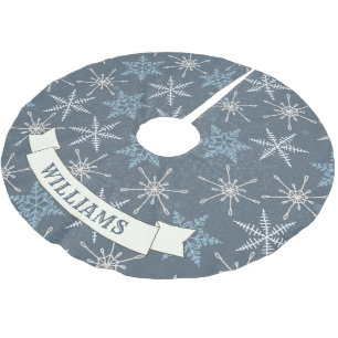Blå snöflammande julfamiljen Namn Julgransmatta Borstad Polyester