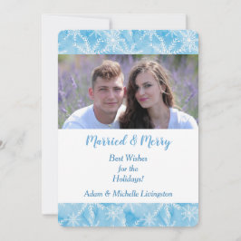 Blå snöflammande julfotomall julkort