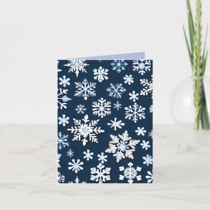 Blå snöflammande julkort - foto, falskt kort
