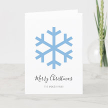 Blå snöflammande julkort