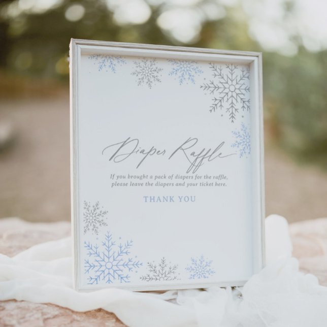 Blå snöflammande pojkunge Shower Raffle-skylt Poster (Skapare uppladdad)