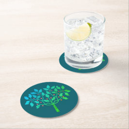 Blå snöfledesign underlägg papper rund