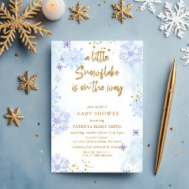 Blå snöflinga är på väg Vinter Baby Shower Inbjudningar