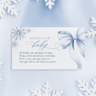 Blå snöflinga-baby shower-böcker för bebis tilläggskort