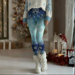 Blå Snöflinga Julstrumpbyxor Leggings