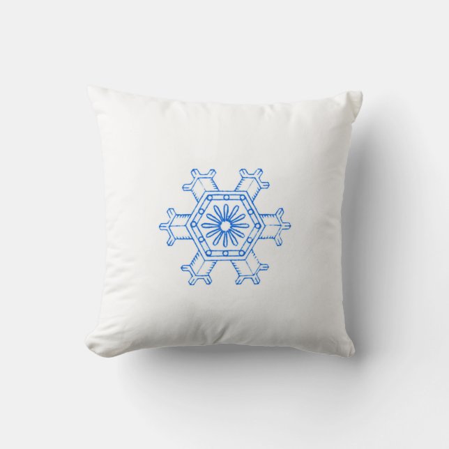 Blå Snöflinga Kudde (Framsida)
