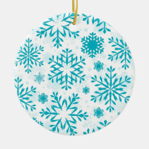 Blå Snöflinga Mönster Keramik Julgransprydnad