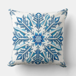 ❄️ Blå Snöflinga Mysig Vinter Hemstil ✨ Kudde
