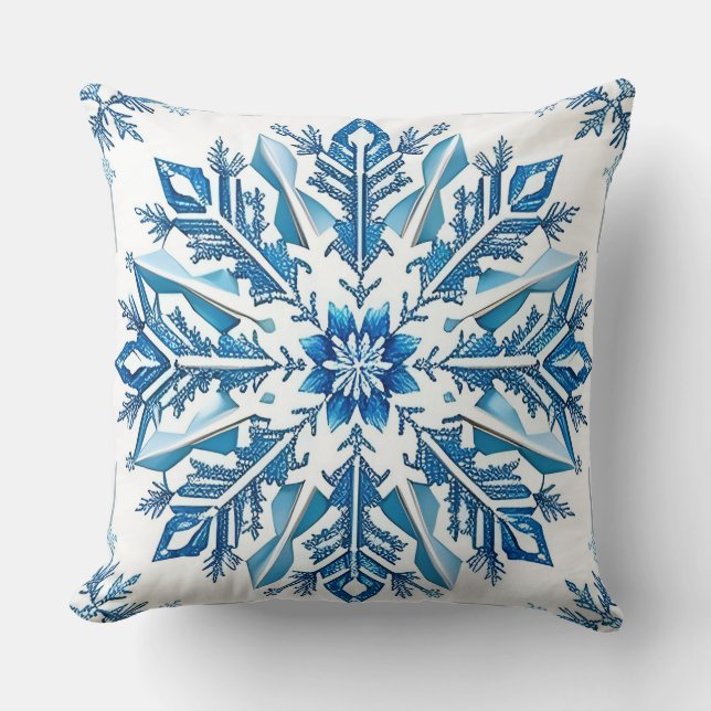 ❄️ Blå Snöflinga Mysig Vinter Hemstil ✨ Kudde (Framsida)