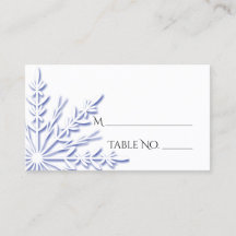 Blå snöflinga på vit vinterbröllopskort