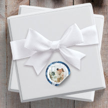 Blå Snöflinga Rund Jul Foto-dekal