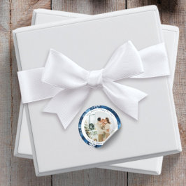 Blå Snöflinga Rund Jul Foto-dekal Runt Klistermärke