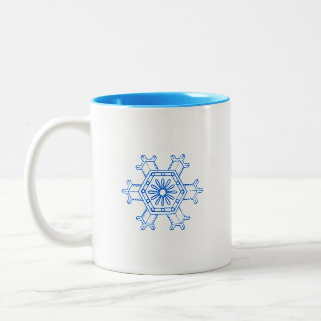 Blå Snöflinga Två-Tonad Mugg (Vänster)