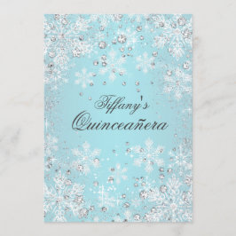 Blå Snöflinga Vinter Vacker Quinceanera Inbjudningar