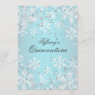Blå Snöflinga Vinter Vacker Quinceanera Inbjudningar