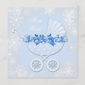 Blå Snöflinga Vinter Värld Bebis Duschen Inbjudningar