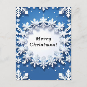 💙 Blå Snöflinga Vintermagi Elegant Festlig Vykort