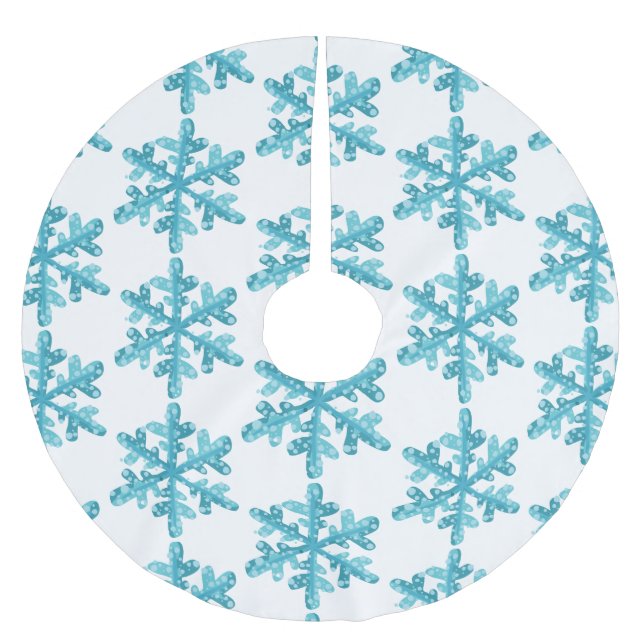 Blå snöflingan Mönster Modern jul Julgransmatta Borstad Polyester (Framsidan)