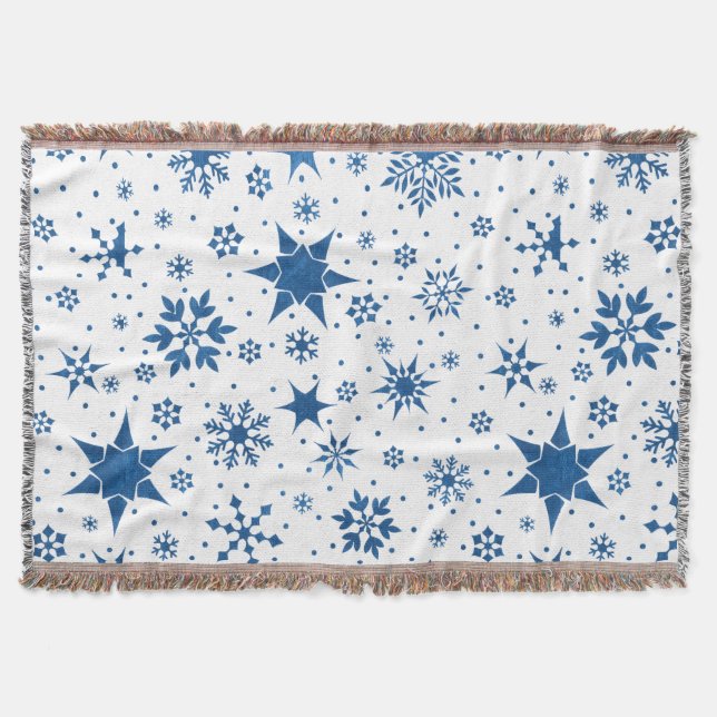Blå snöflingemönster filt (Framsidan)