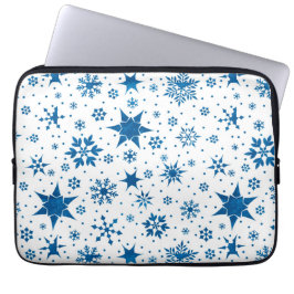 Blå snöflingemönster laptop fodral
