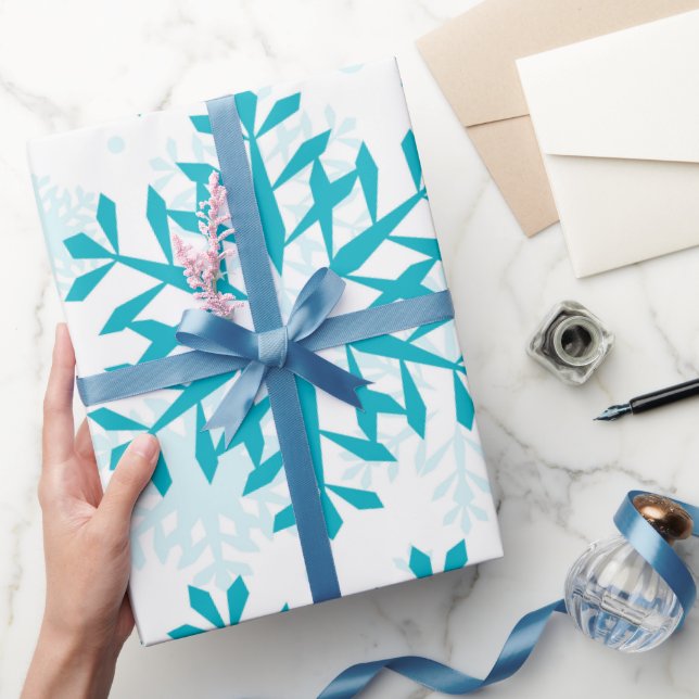Blå snöflingemönster presentpapper (Gifting)