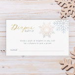 Blå snöflingkort Baby Tilläggskort<br><div class="desc">Uppmuntra gästerna att gå med roligten och låna ut en hand med det här eleganten vinter-temat dykkort. Designad med isig blå och champagne guld snöflingor och modernt manus är det ett vackert tillägg till din vinterbabydusch. Få gästerna att ta med sig blöjor för en chans att vinna ett pris -...</div>