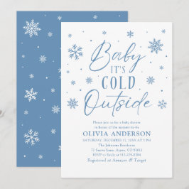 Blå Snöflingor Baby Det är Kall utanför babyskor Inbjudningar