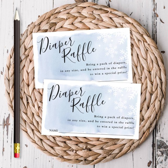 Blå snöflingor Baby Shower Lotterbiljett Tilläggskort (Skapare uppladdad)