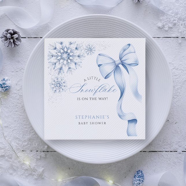 Blå snöflingor, babyskor Napkins Pappersservett (Skapare uppladdad)