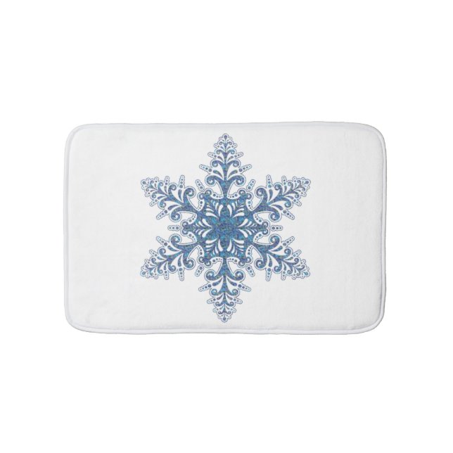 Blå snöflingor Bath Mat Badrumsmatta (Framsidan)