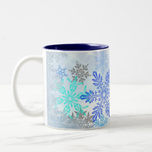 Blå Snöflingor-dekorkaffe Mugg